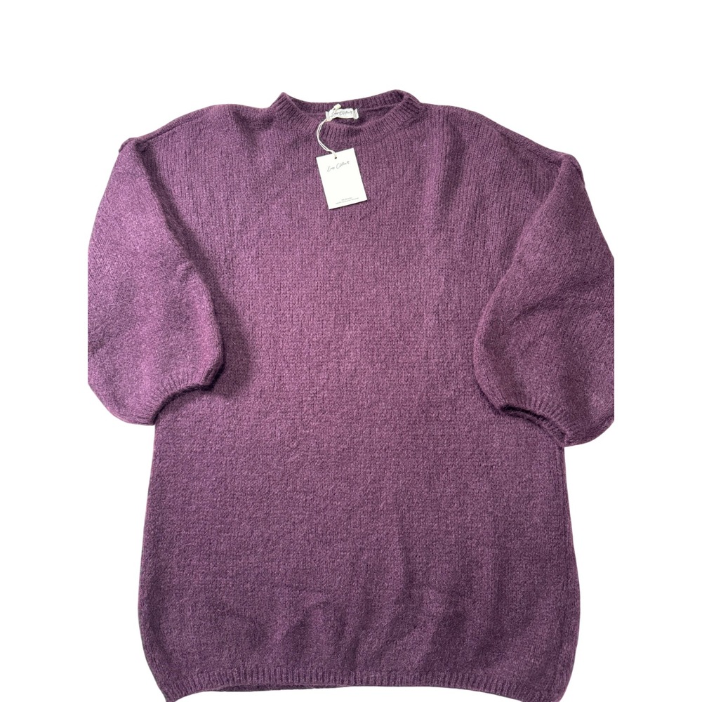 Easy Clothes Italy Kid Mohair Wool Blend Knit Sweater Plum Purple ART 7102 NEW
